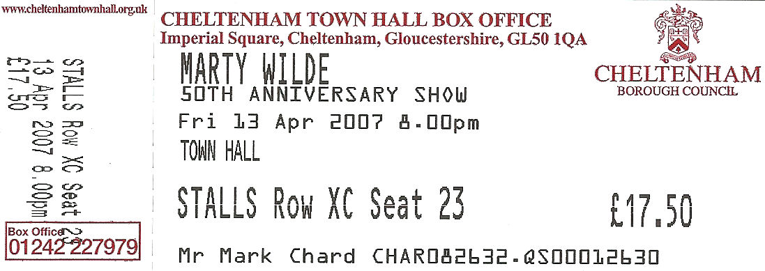 Marty Wilde Ticket